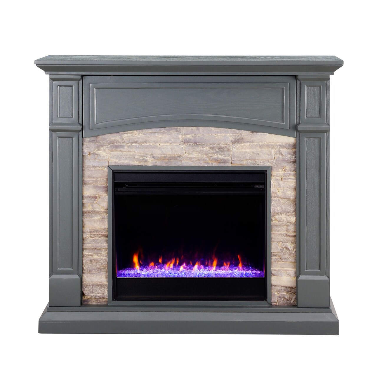 Southern Enterprises 45.75&#x22; Gray Contemporary Electric Fireplace with Media Storage